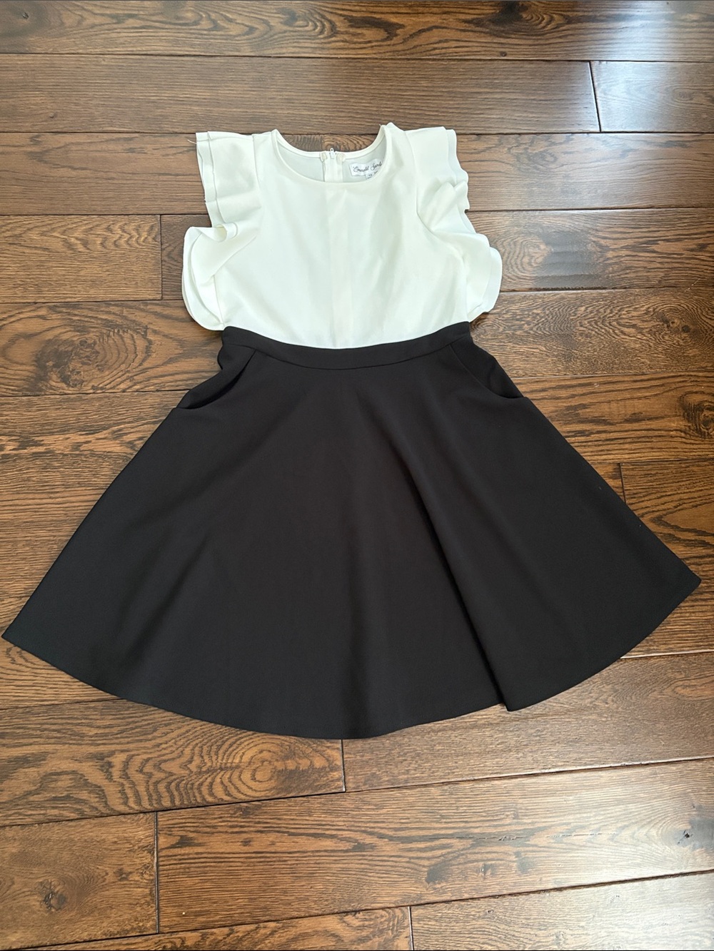 Emerald Sundae Black Skater Skirt with White Flutter Top